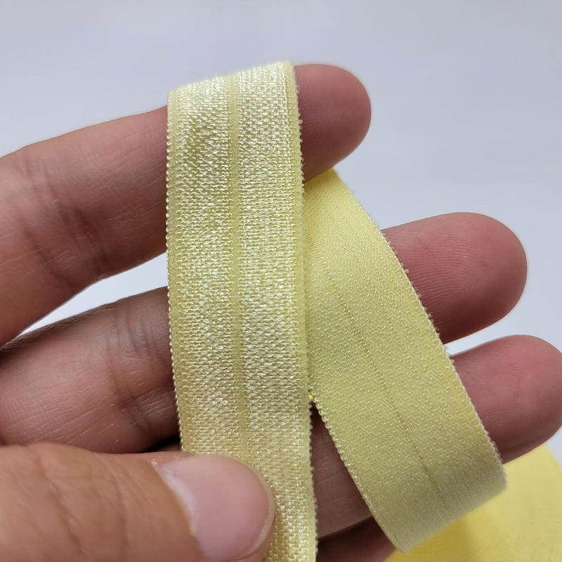 FAYADA Fold Over Elastic,5/8" Foldover FOE Trim Elastic Ribbon,Stretch FOE Band for Hair Ties Headbands Sewing Craft -5 Yards (Yellow) - Image 4